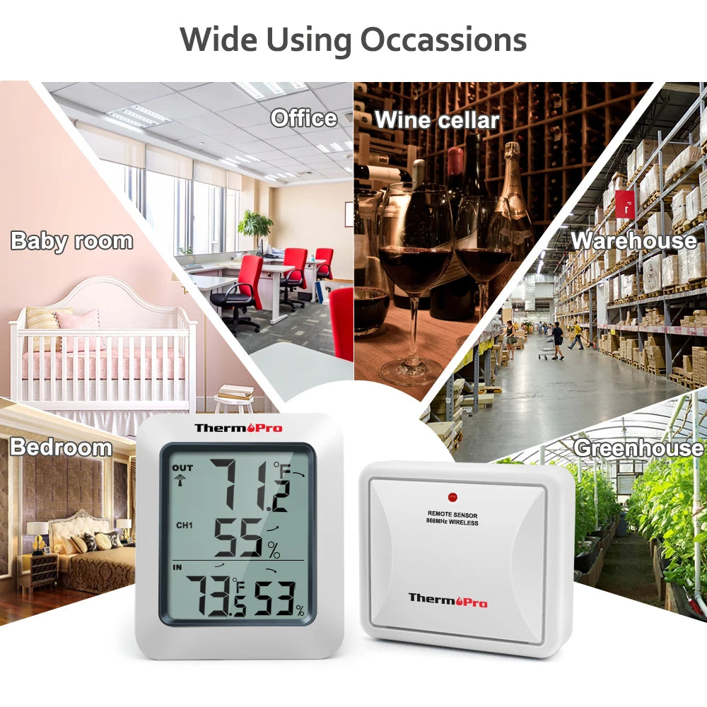 ThermoPro TP60C 60M Stazione Meteorologica Igrometro Digitale Wireless Interni Ed Esterni Per La Casa