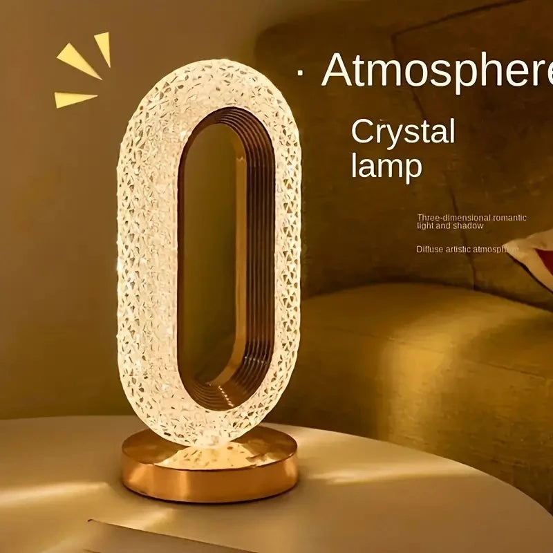 Lampada Da Tavolo Ovale Lusso Cristallo Con Ricarica Usb Per Ufficio Decorativa Notturna Da Comodino Bedro