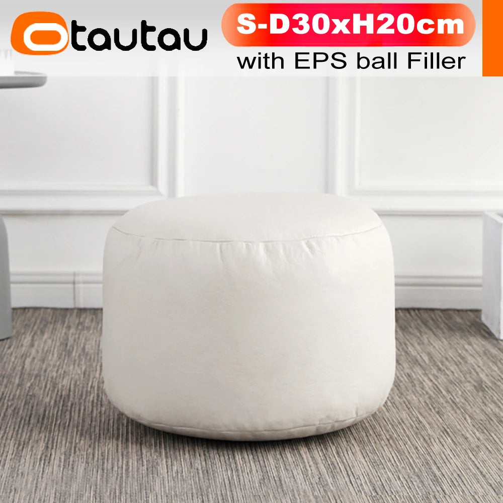 Otautau Beanbag Poggiapiedi Rotondo In Ecopelle Con Sedile Soffio D30xH20cm Sgabello Pouf Per Pavimento