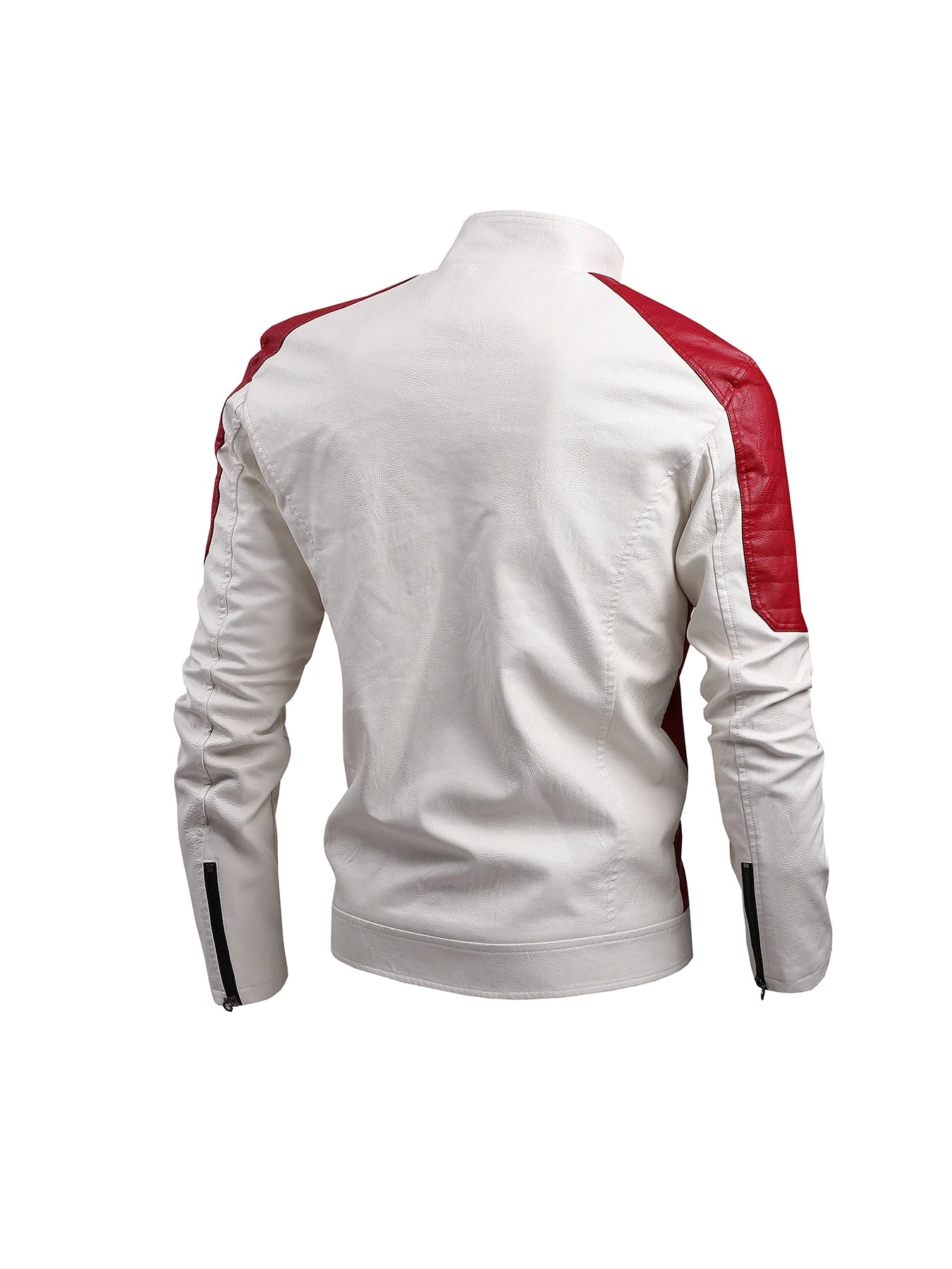 Giacca Da Moto Da Uomo Nera Casual Con Colletto Rialzato Cerniera Maniche Lunghe Tasche Multiple Poliestere Confortevole
