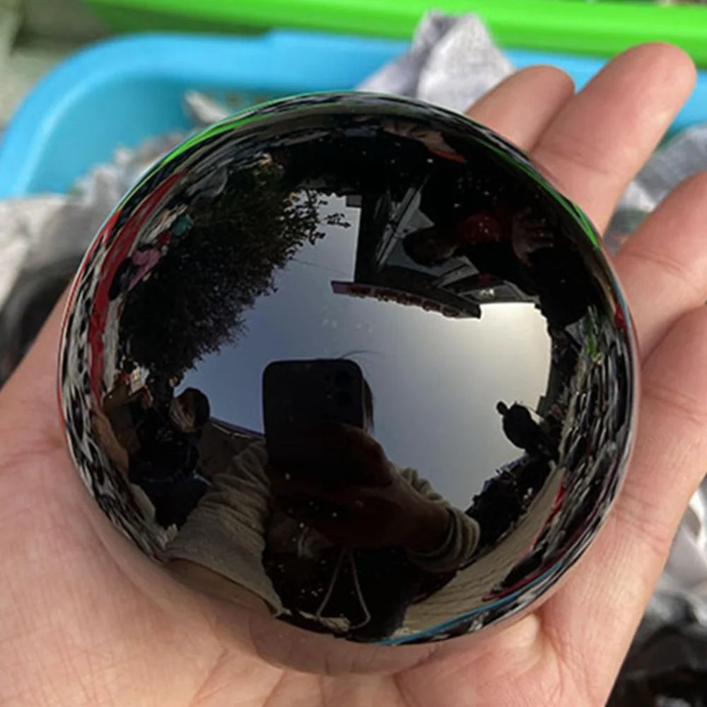 Sfera Di Ossidiana Nera Naturale Sfera Magica Cristallo Guarigione Reiki Feng Shui Decorazioni Per La Casa Senza Base