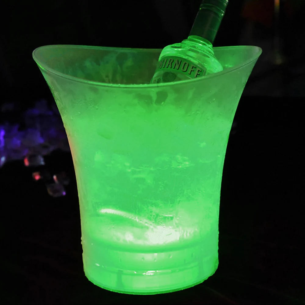 Secchiello Per Il Ghiaccio LED Da 5L Impermeabile In Plastica 6 Colori Illumina Bar Discoteche Night Party
