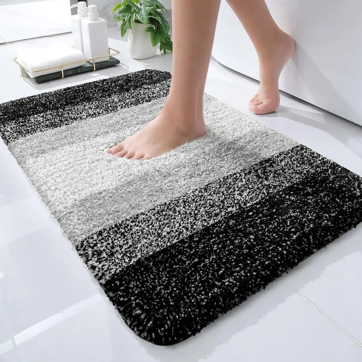 Kitinjoy Tappeto Da Bagno In Microfibra Assorbente Morbido Antiscivolo Shaggy Lavabile In Lavatrice