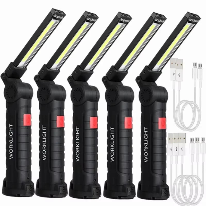 Torcia Portatile A LED COB Ricaricabile USB Lanterna Magnetica Con Batteria Incorporata Per Campeggio E Lavoro