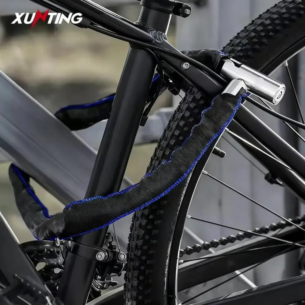XUNTING Catena In Acciaio Antifurto Con Lucchetto Per Bicicletta Manicotto In Nylon Rotante Adatta A E Bike E Moto