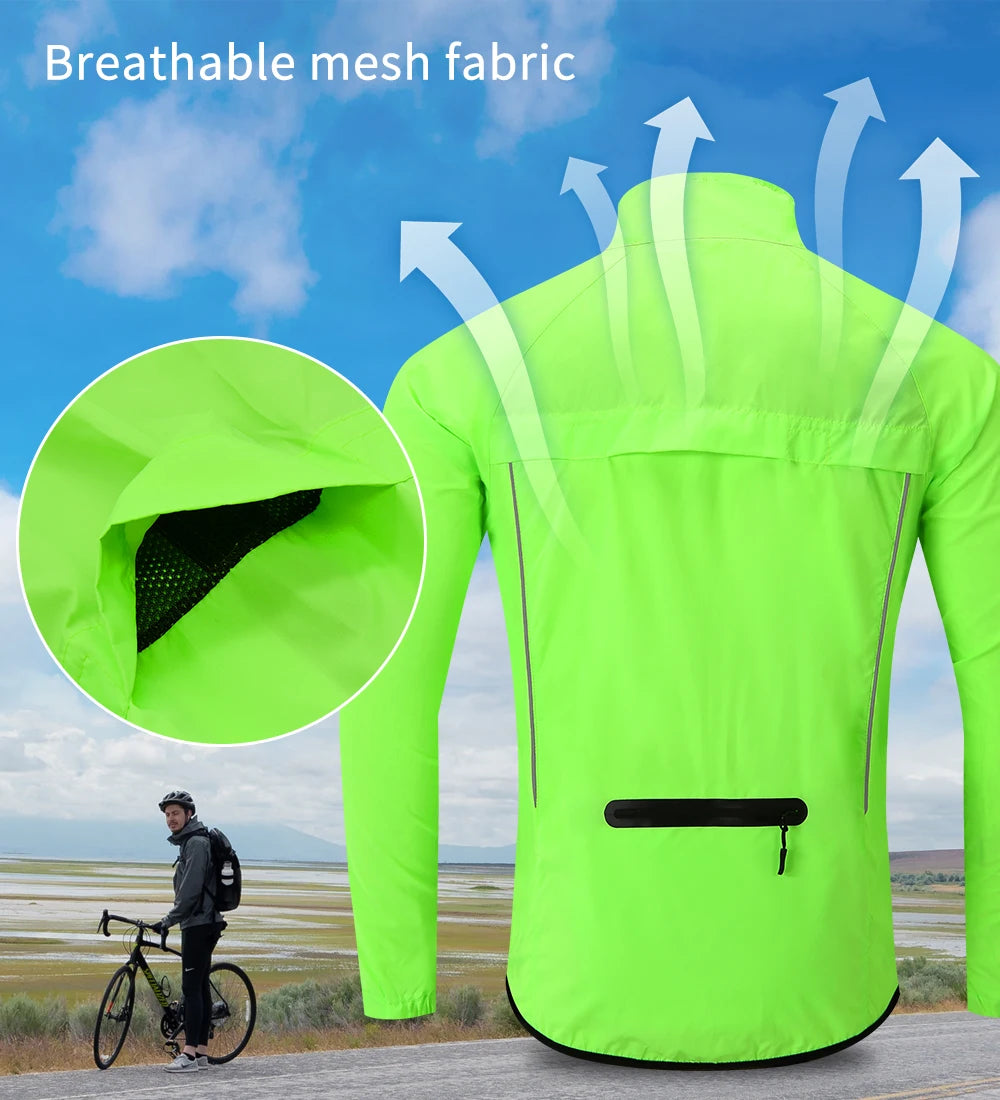 Giacca A Vento Ciclismo Uomo Antivento Riflettente Ultraleggera A Maniche Lunghe Per MTB E Bici Da Strada