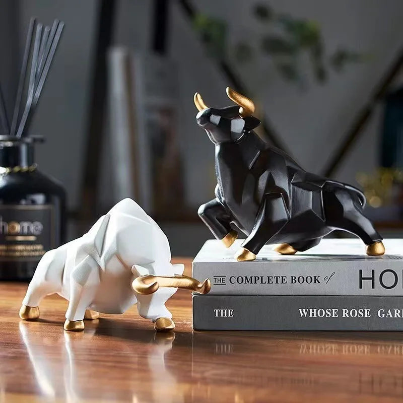 Mini Modello Toro Geometrico In Resina Feng Shui Decorazione Da Interni Wall Street Azioni Figurine