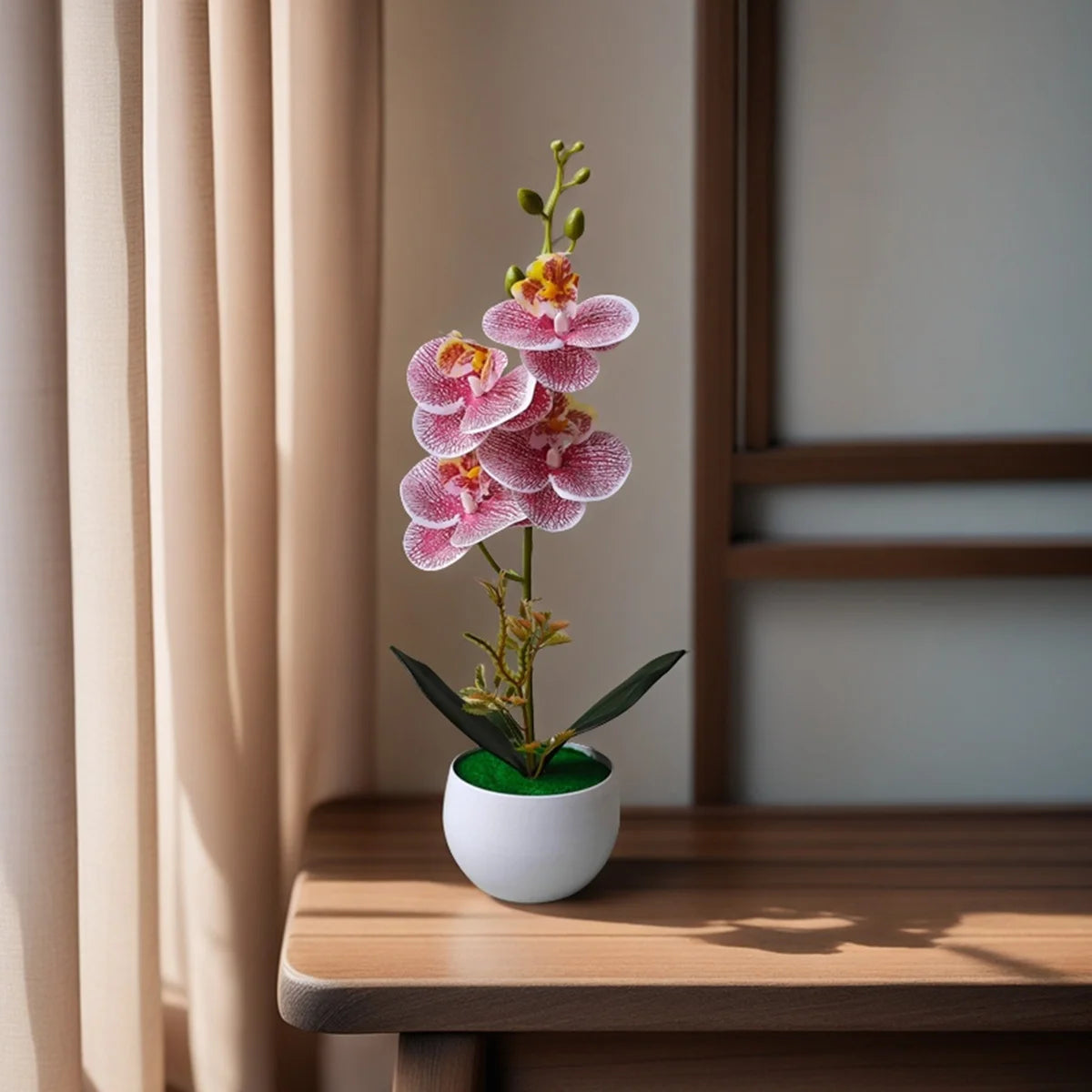 Pianta In Vaso Di Orchidea Artificiale Realistica Con Vaso Di Plastica Per Decorazione Centrotavola Tavolo Per Ufficio