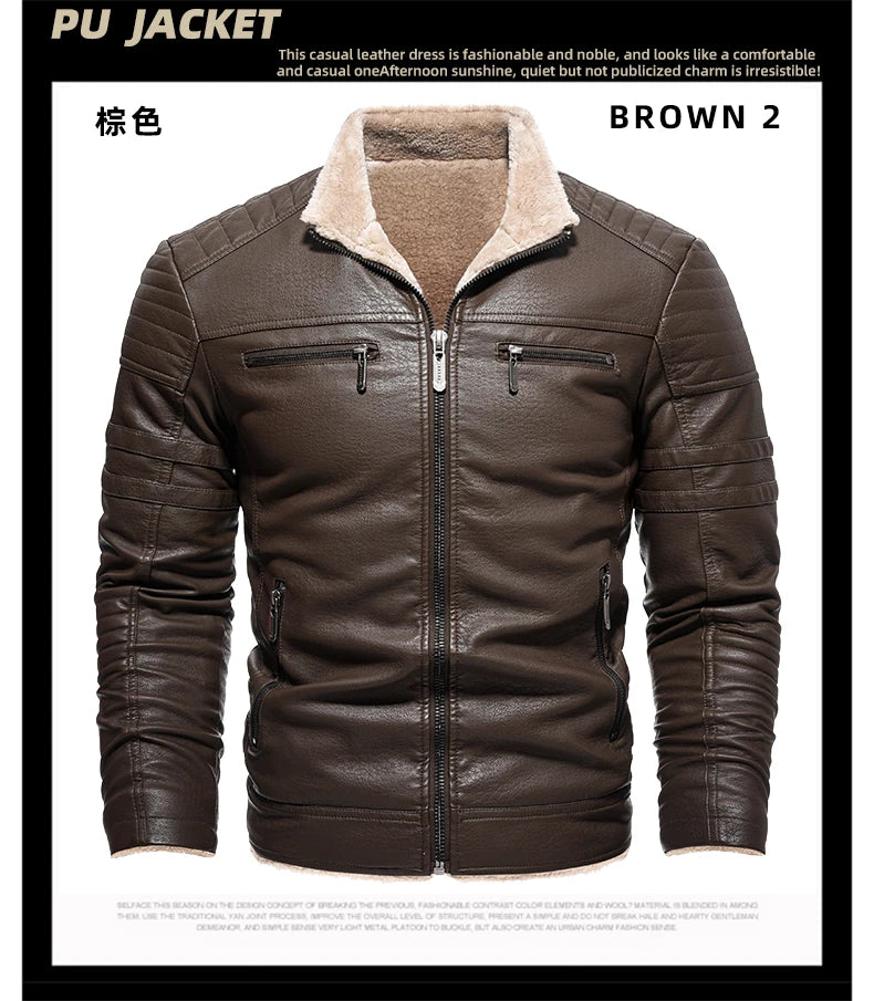 Cappotto Invernale Da Uomo In Pelle PU Addensata Peluche Caldo Retro Stile Urbano