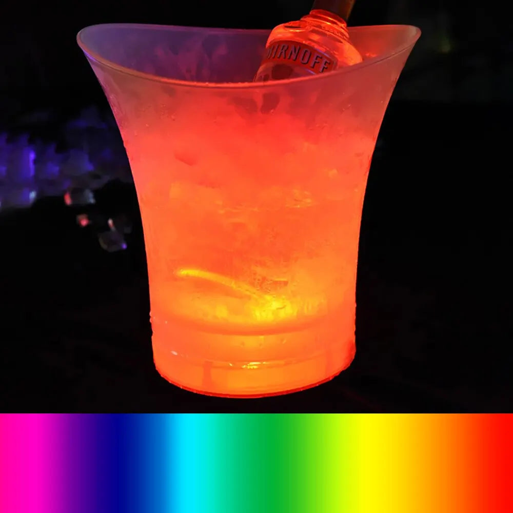 Secchiello Per Il Ghiaccio LED Da 5L Impermeabile In Plastica 6 Colori Illumina Bar Discoteche Night Party