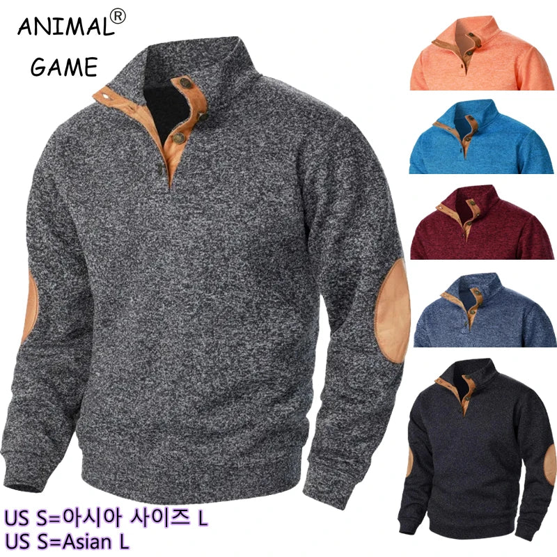 Felpa Da Uomo A Maniche Longe Per Giochi Di Animali All Aperto Caldo Maglione Giacca Casual Con Bottoni Streetwear