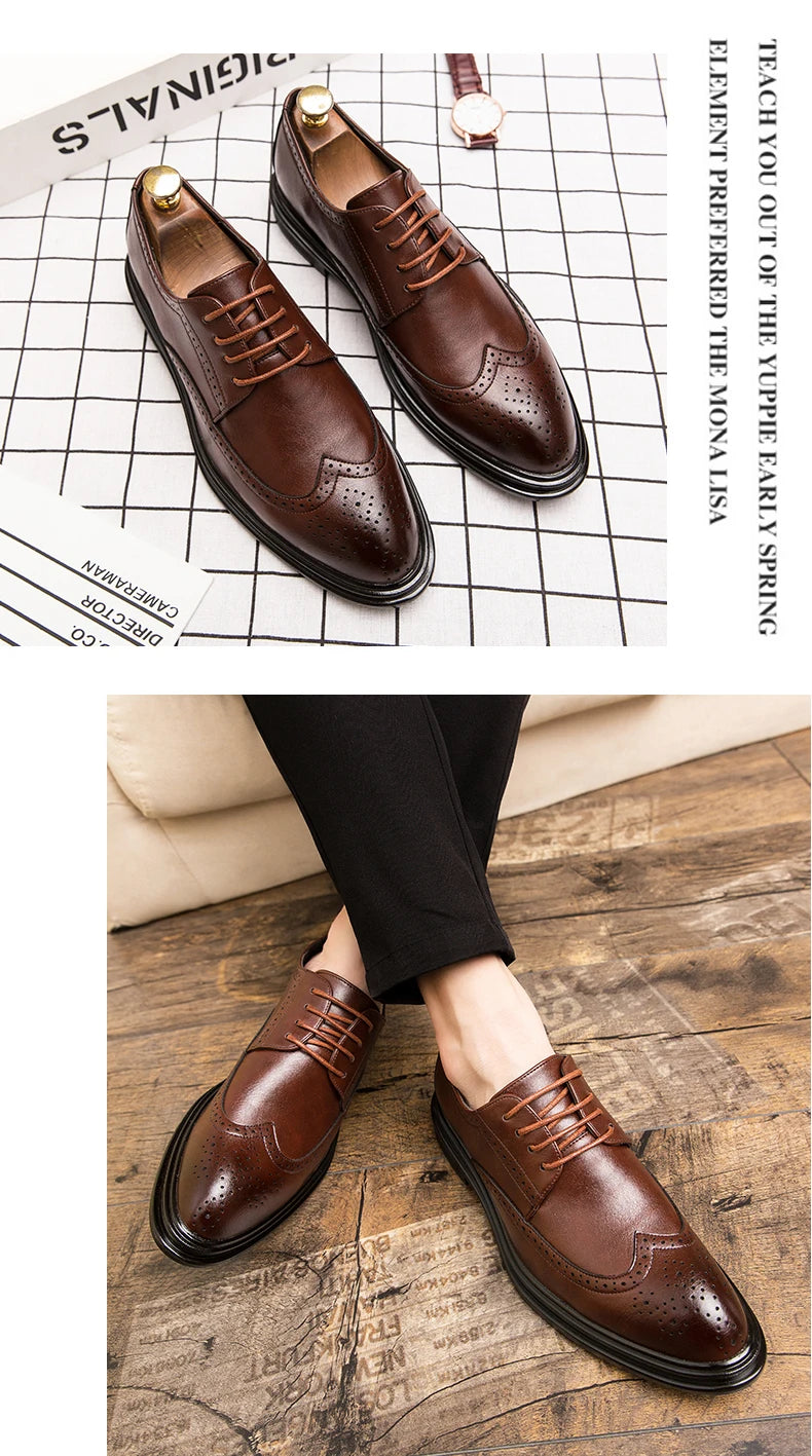 Scarpe Brogue In Pelle Di Alta Qualità Uomo Classiche E Eleganti Da Ufficio E Da Sposa