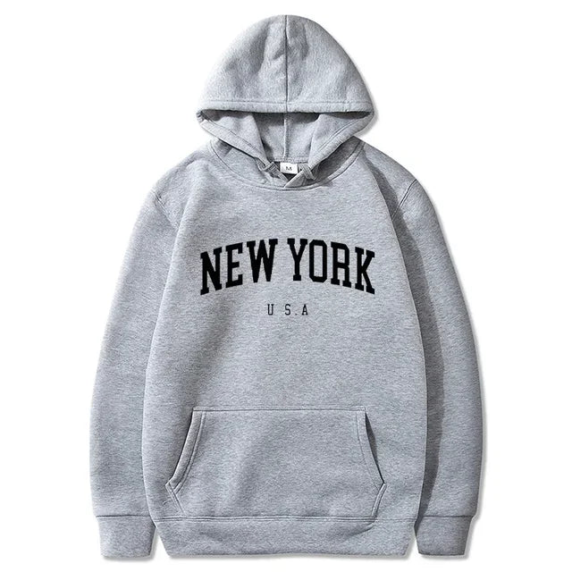 Felpe Con Cappuccio Uomo Donna New York City Stampe Lettere Grafica Casual Harajuku Pullover Abbigliamento Sportivo