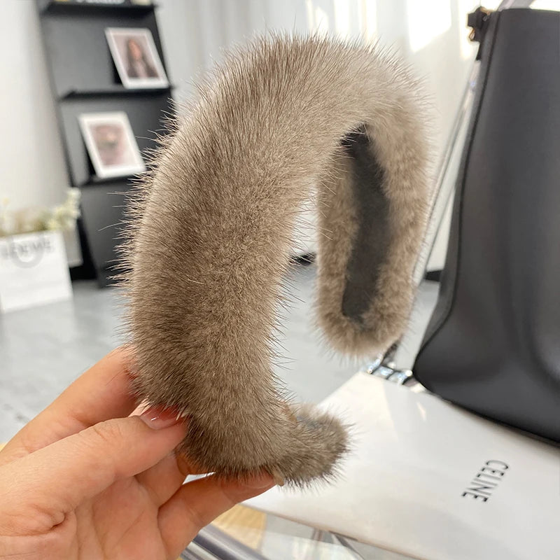 Fascia Per Capelli Inverno In Pelliccia Vera Di Visone Alta Qualità Per Donne Lusso Regalo Elegante