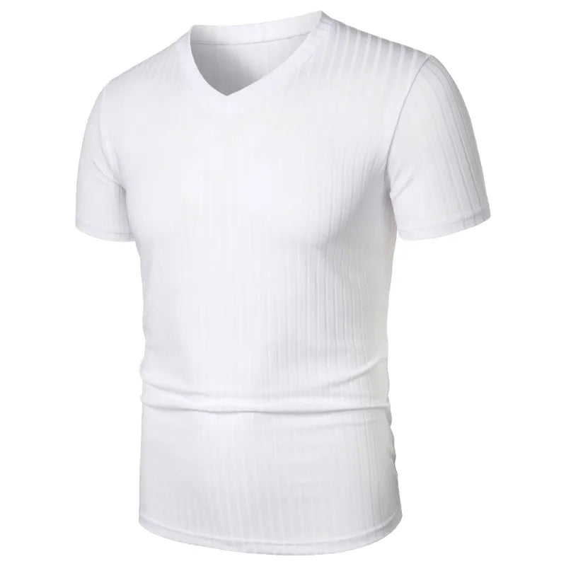 T Shirt Muscolari Da Uomo A Maniche Corte Estive Elasticizzate Scollo A V Bodybuilding Streetwear Allenamento Costine