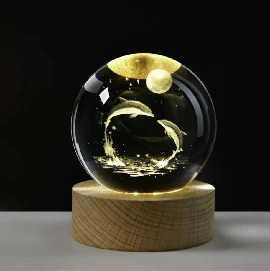 Decorazione Della Stanza Con Sfera Di Cristallo 3D E Base Led Per Luce Ambientale Nel Soggiorno