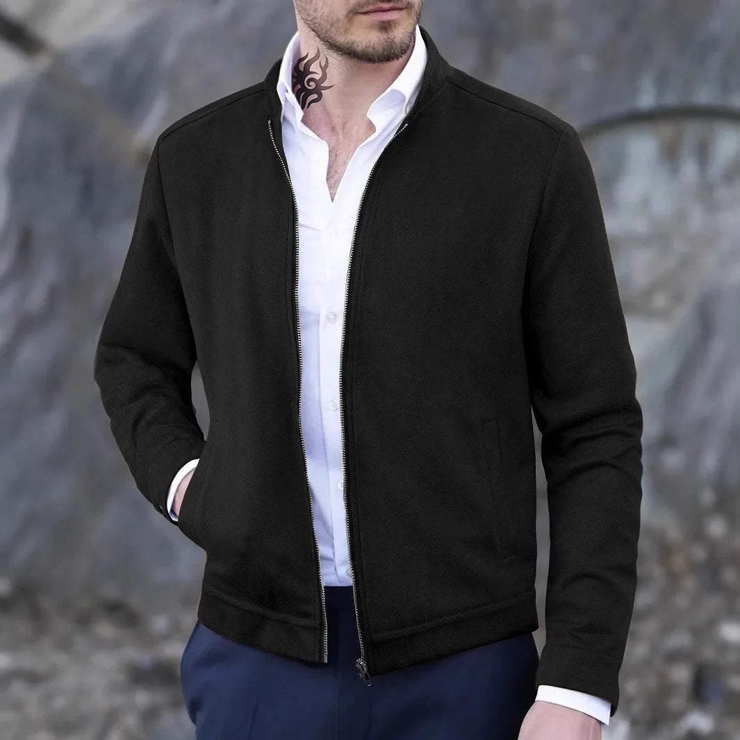Giacca Uomo Slim Fit Colletto Coreano Autunno Inverno Casual Business Con Cerniera