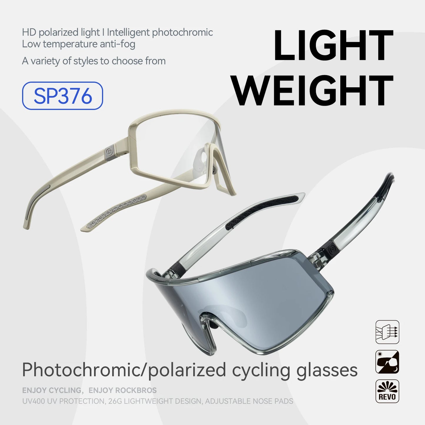ROCKBROS Occhiali Da Sole Polarizzati UV400 Per Ciclismo All'aperto Unisex Antiappannamento Fotocromatici