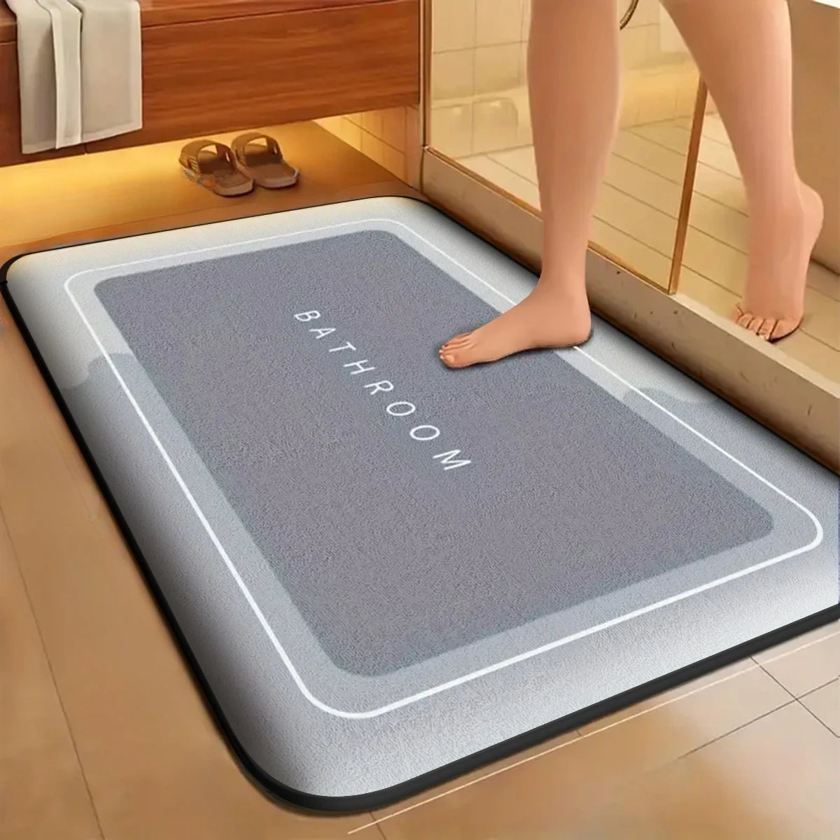 Tappetino Da Bagno In Flanella Antiscivolo Spugna Spessa Assorbente Per Doccia WC E Letto