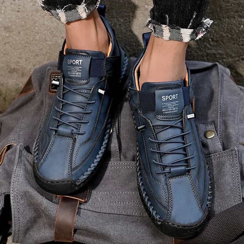 Scarpe In Pelle Cucite A Mano Uomo Scarpe Casual Da Passeggio Antiscivolo Leggere Esterno Taglia 47 48 Mocassini Slip On