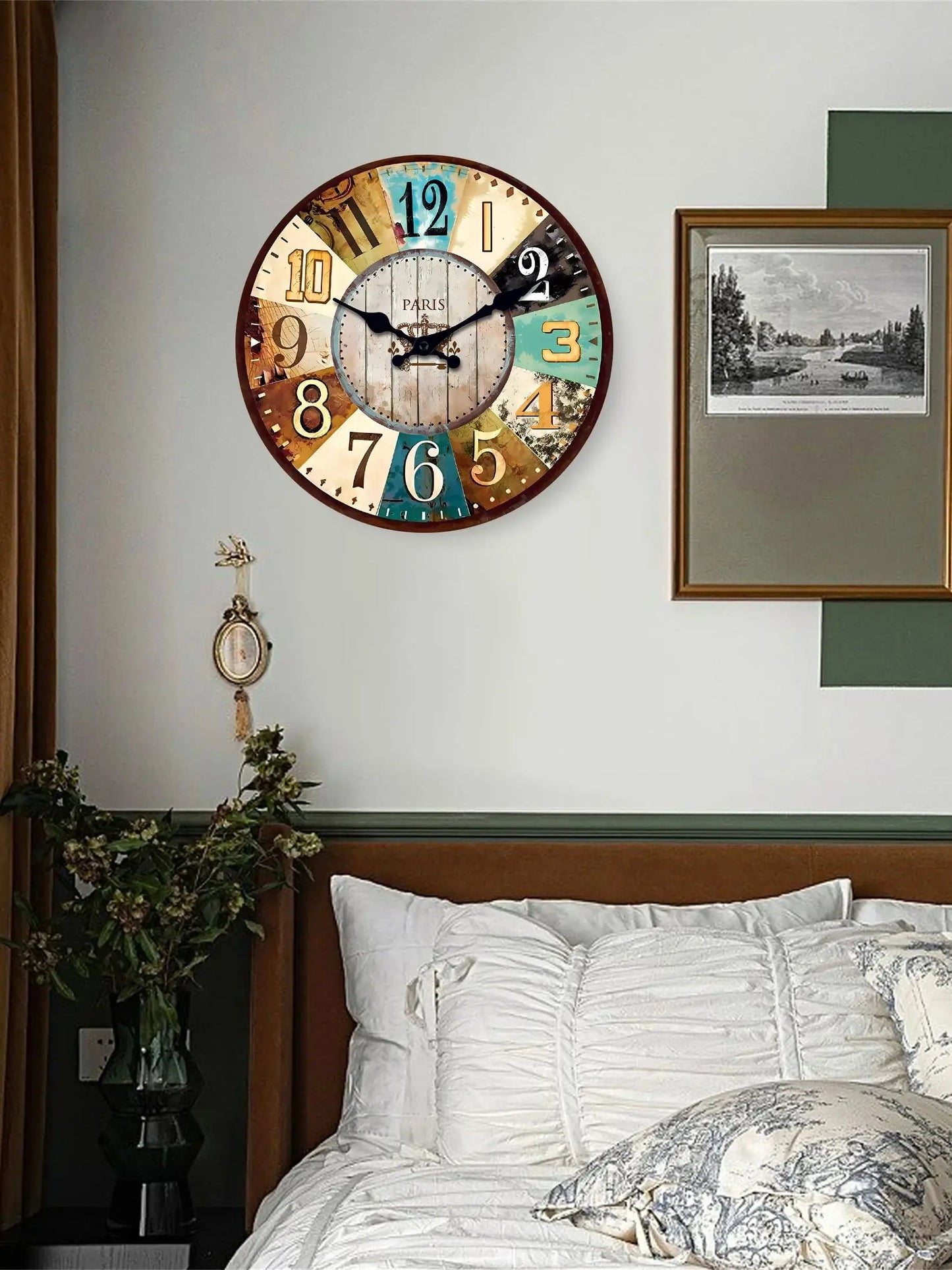 Orologio Da Parete In Legno Mediterraneo Retrò Silenzioso Quarzo Decorazione Casa Misure 10 12 14 16 Pollici Regalo