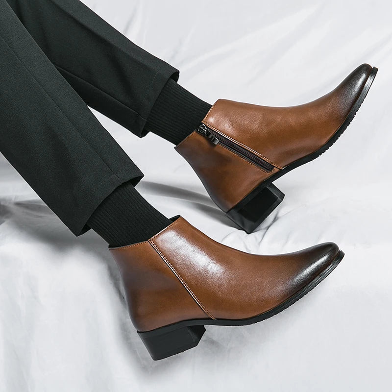 Stivaletti Chelsea Classici Da Uomo Neri In Pelle In Stile Britannico Con Zip Slip On Eleganti Alte