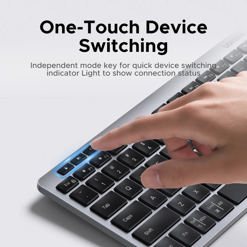Tastiera Wireless Bluetooth 5.3 E 2.4G 78 Tasti UGREEN Compatibile MacBook iPad PC Tablet Russo EN