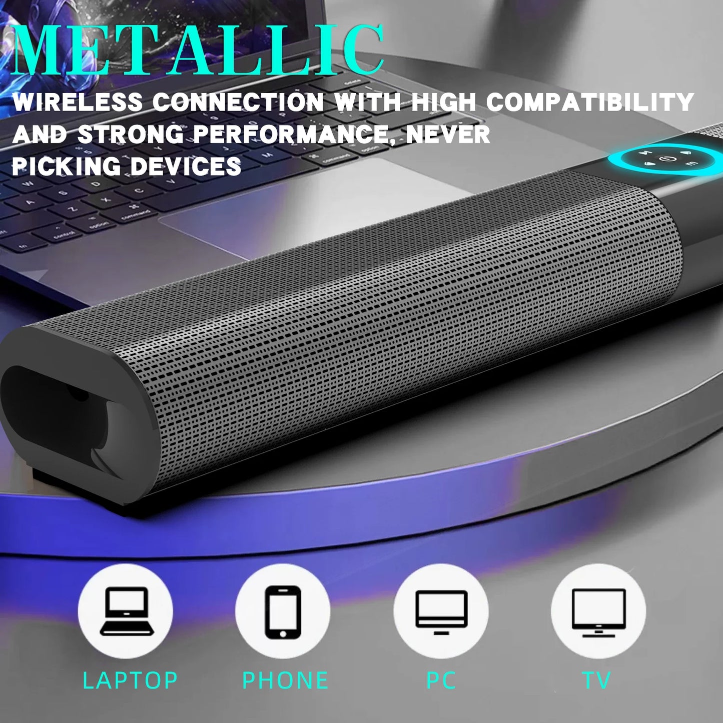 Homefish BS20 Altoparlante Bluetooth Luce Ambientale RGB 4 Altoparlanti 6 Effetti Sonori EQ Supporta TF USB AUX RCA FM