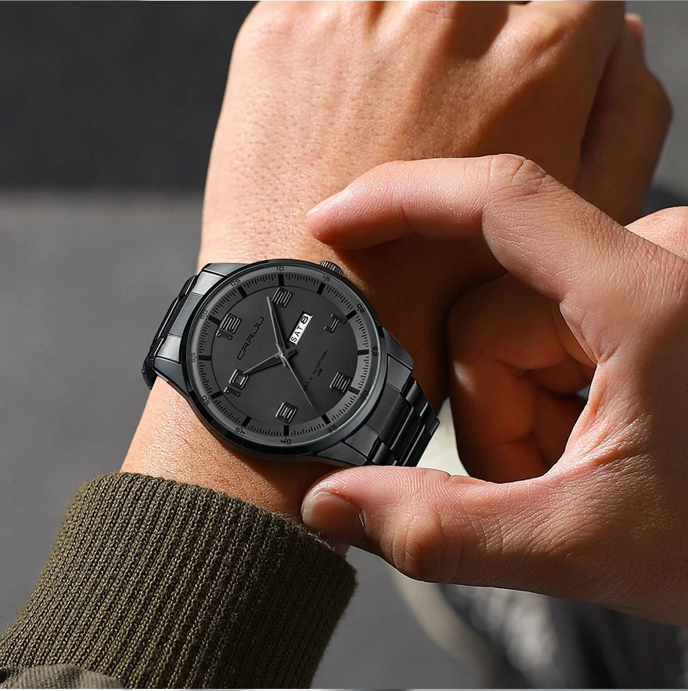 CRRJU Orologi Da Uomo Nuovi Casual Business Cinturino In Acciaio Inox Quarzo Con Data Lancette Luminose