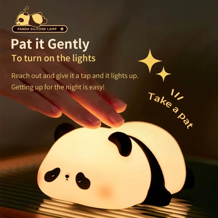 Lampada Notturna Panda Ricaricabile con Sensore Touch Silicone Dimmerabile Led per Comodino per Bambini Regalo
