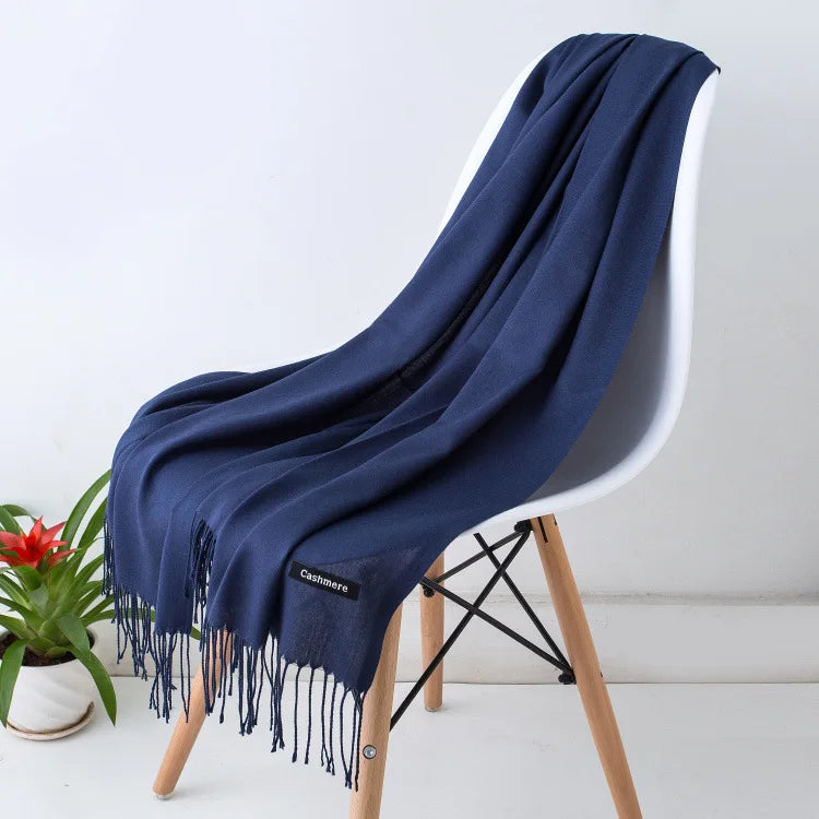 Sciarpa di Pashmina da Donna Morbida Cashmere Foulard Viaggio Ufficio Inverno Caldo Hijab Solido Avvolge Bandana