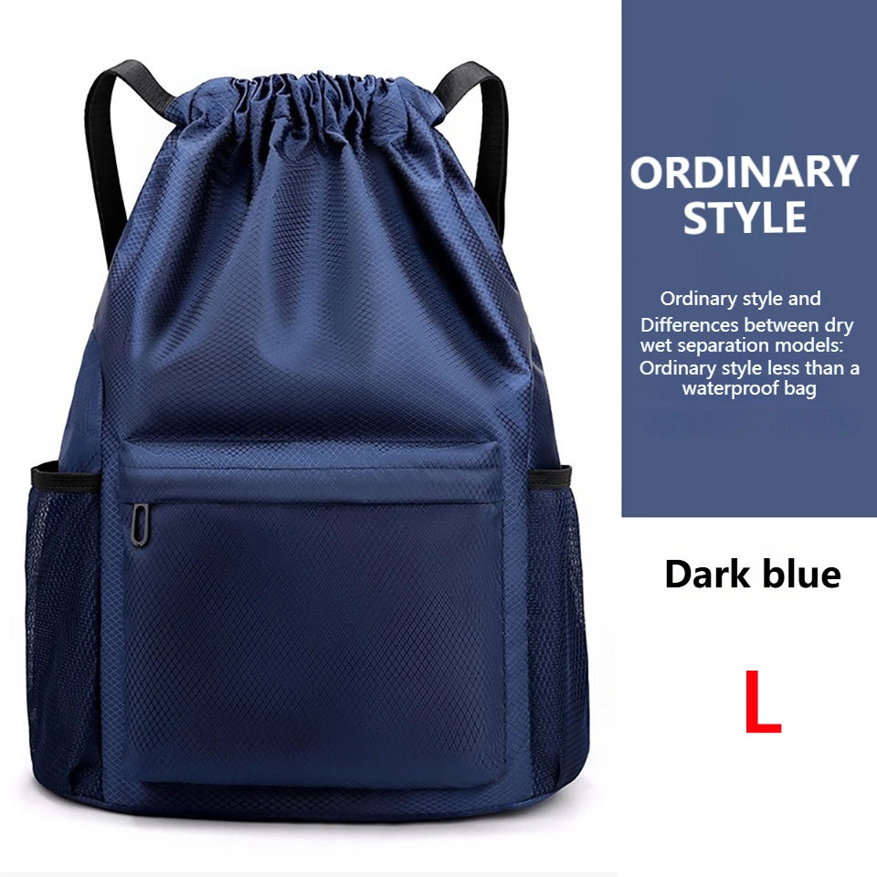 Borsa Sportiva Portatile Per Calcio In Tessuto Oxford A Tinta Unita Con Coulisse E Cinghie Regolabili Grande Capacità