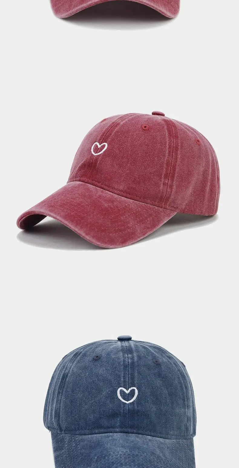 Cappello Da Baseball In Cotone Lavato Unisex Ricamato Con Amore Retro Protezione Solare Per Donna E Uomo