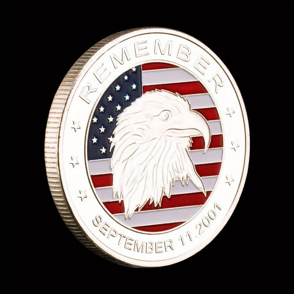 Moneta Ricordo 9.11 2001 Placcata Oro Modello Aquila Commemorativa Da Collezione Souvenir