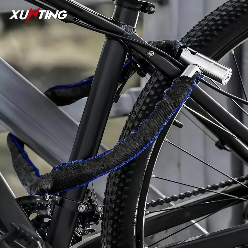 XUNTING Catena In Acciaio Antifurto Con Lucchetto Per Bicicletta Manicotto In Nylon Rotante Adatta A E Bike E Moto