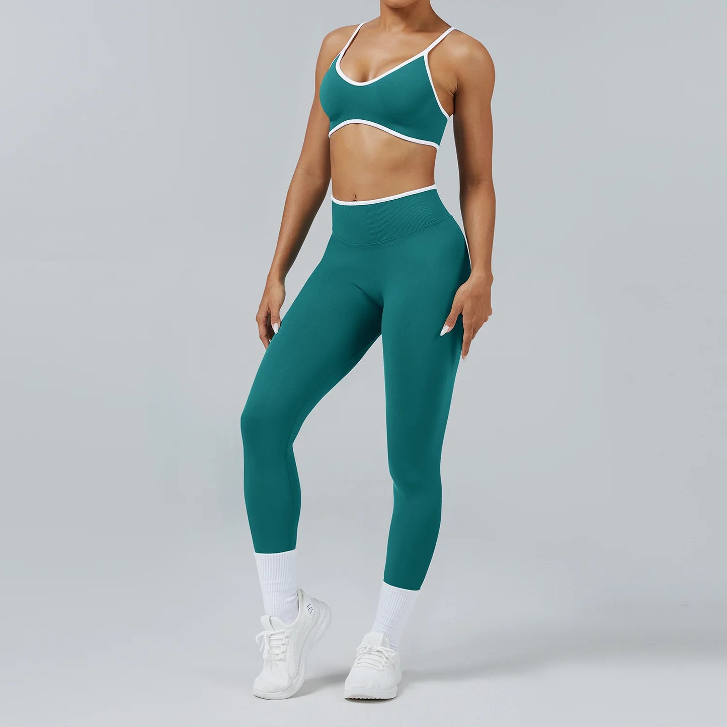 Set Fitness Da Donna 2 Pezzi Leggings Vita Alta Senza Cuciture E Reggiseno Sportivo Per Yoga Palestra Cardio Estivo
