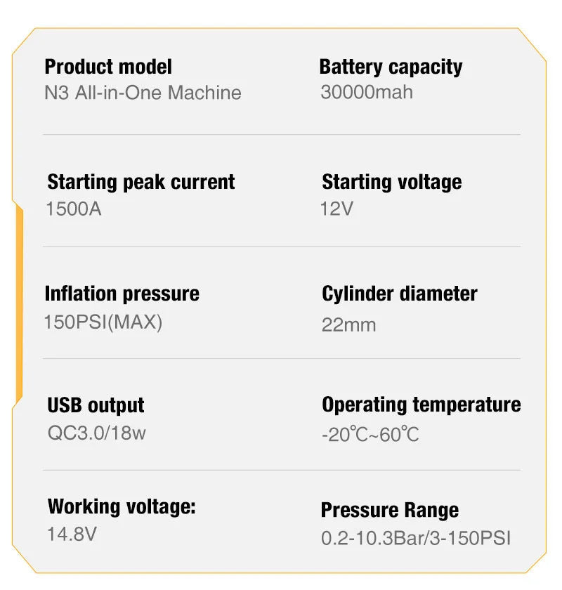 Avviatore Di Emergenza Con Compressore Aria Auto Portatile 7000A Booster 12V Gonfiaggio Pneumatici Automatico A 160 Psi