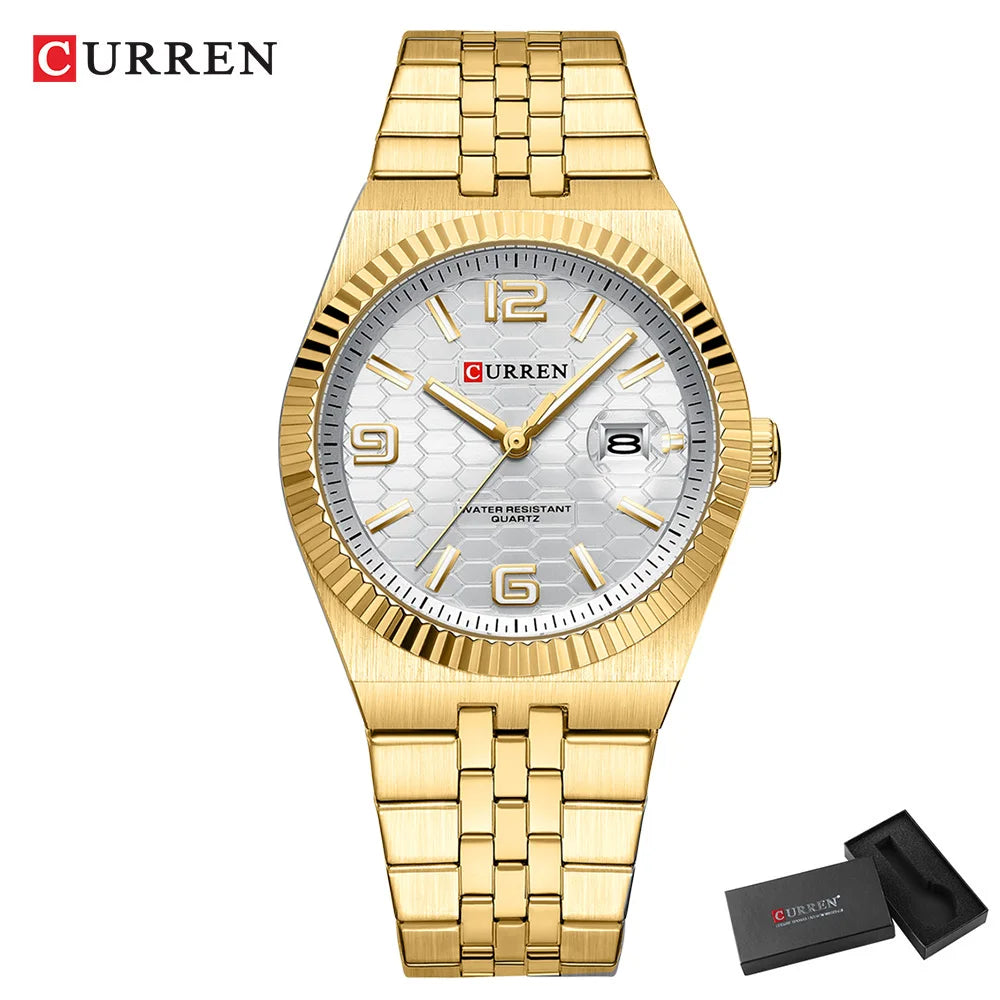 Curren Orologio Quarzo Nero Classico Con Lancette Luminose Data Automatica Cinturino In Acciaio Inox Uomo