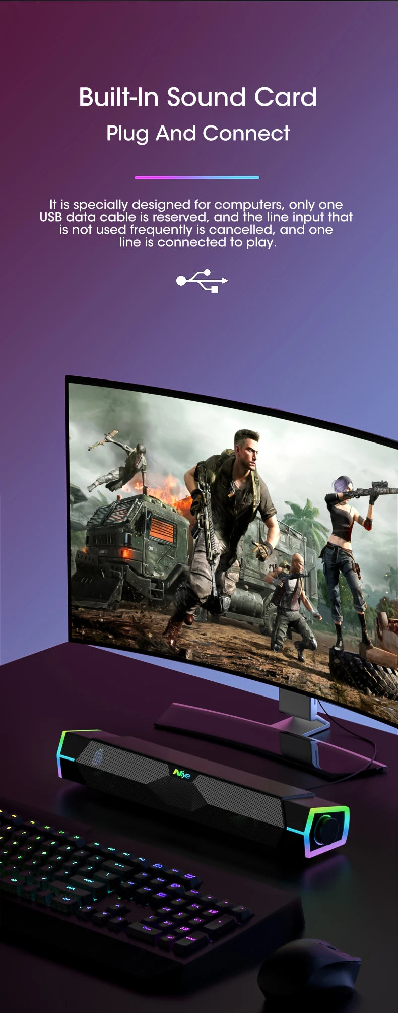 Altoparlanti Per Computer 4D Soundbar Bluetooth 5.3 Surround Con Subwoofer Per PC E Notebook