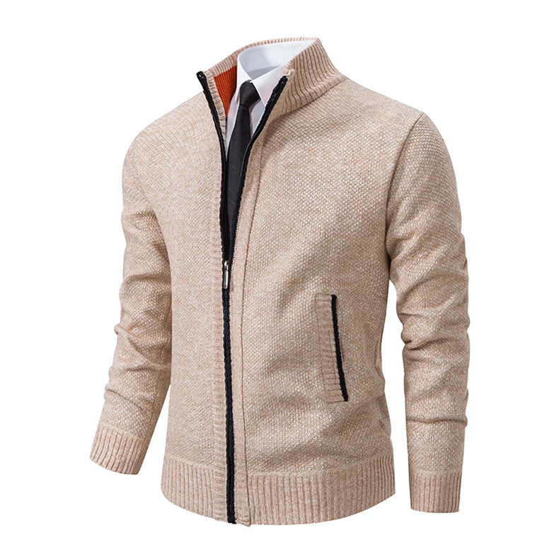Cappotto Sportivo Casual Da Uomo In Jersey Autunno Inverno Con Colletto Alla Coreana E Cerniera Frontale In Pile