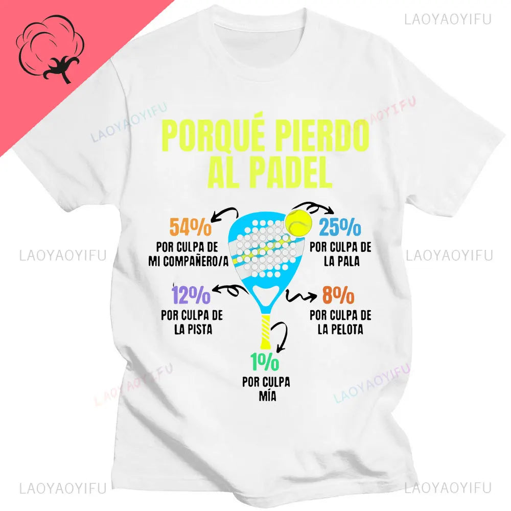 Maglietta Uomo Divertente Perdere A Padel Con Grafica Skull Anime In Cotone Traspirante Premium Estate