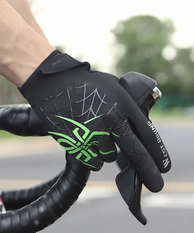 West Biking Guanti da Ciclismo Mezze Dita Spider Pattern Estivi Touch Screen per Bici da Strada e Mountain Bike