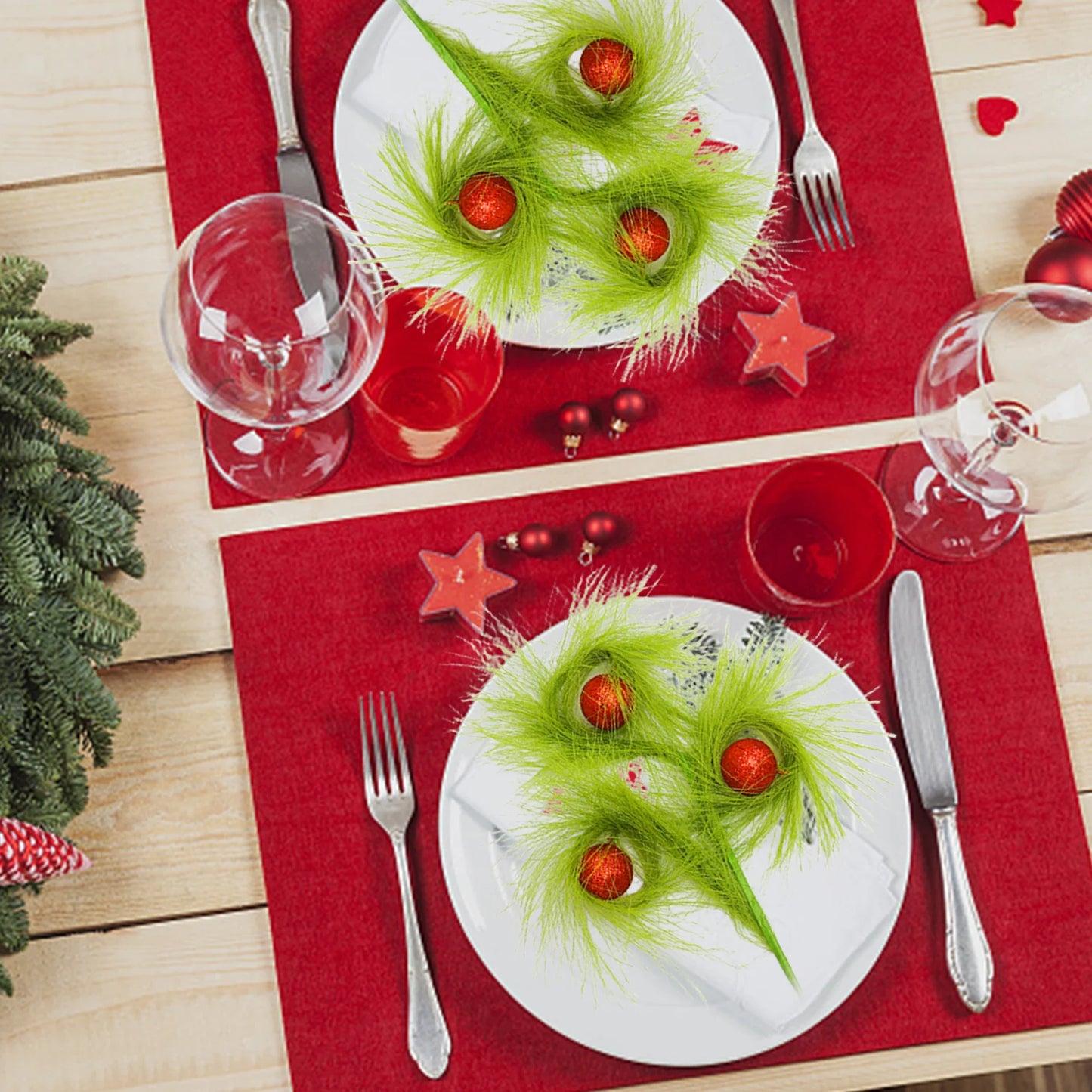 Erba Di Pampa Artificiale Con Palla Glitterata Rossa Per Decorazioni Natalizie Albero Di Natale E Matrimonio