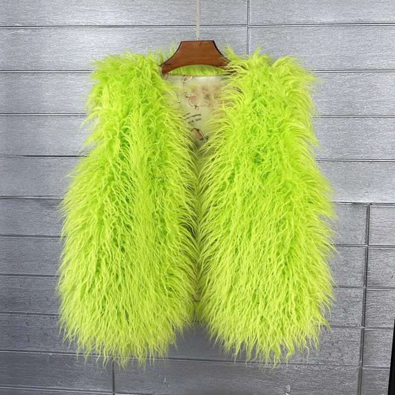 Gilet Di Pelliccia Sintetica Da Donna Lana Imitazione Caldo Senza Maniche Autunno Inverno 2025 Stile Elegante