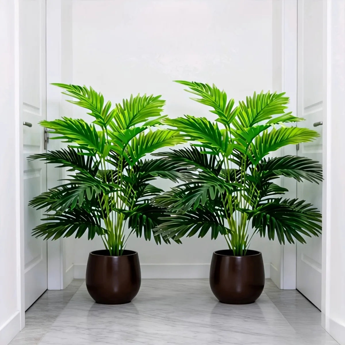Set Da Due Piante Areca Palma Artificiali Con 24 Foglie Realistiche Per Esterno E Interni Decorazione