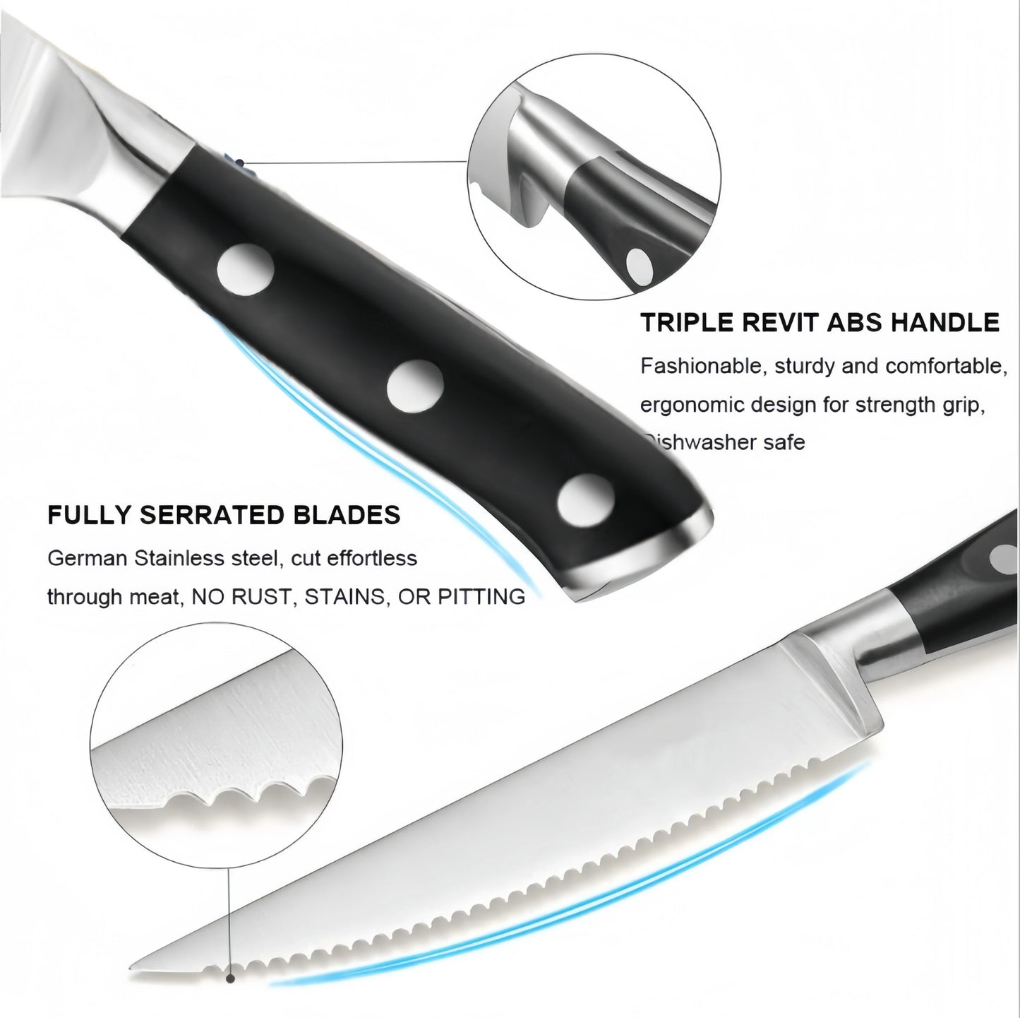 Set Di Coltelli Da Bistecca Seghettati In Acciaio Inox Con Manico In Abs Per Uso Domestico A Tavola 1 2 4 6 Pezzi