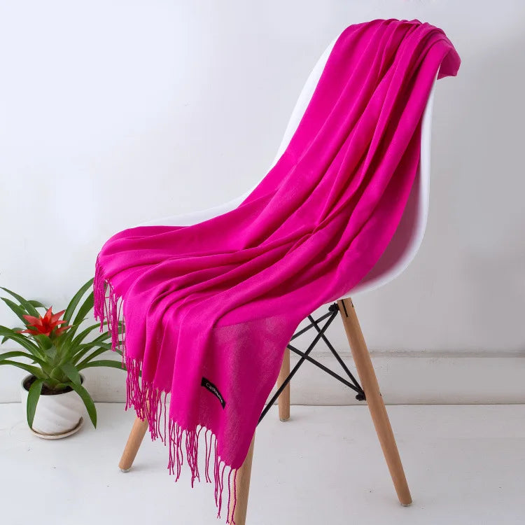 Sciarpa di Pashmina da Donna Morbida Cashmere Foulard Viaggio Ufficio Inverno Caldo Hijab Solido Avvolge Bandana