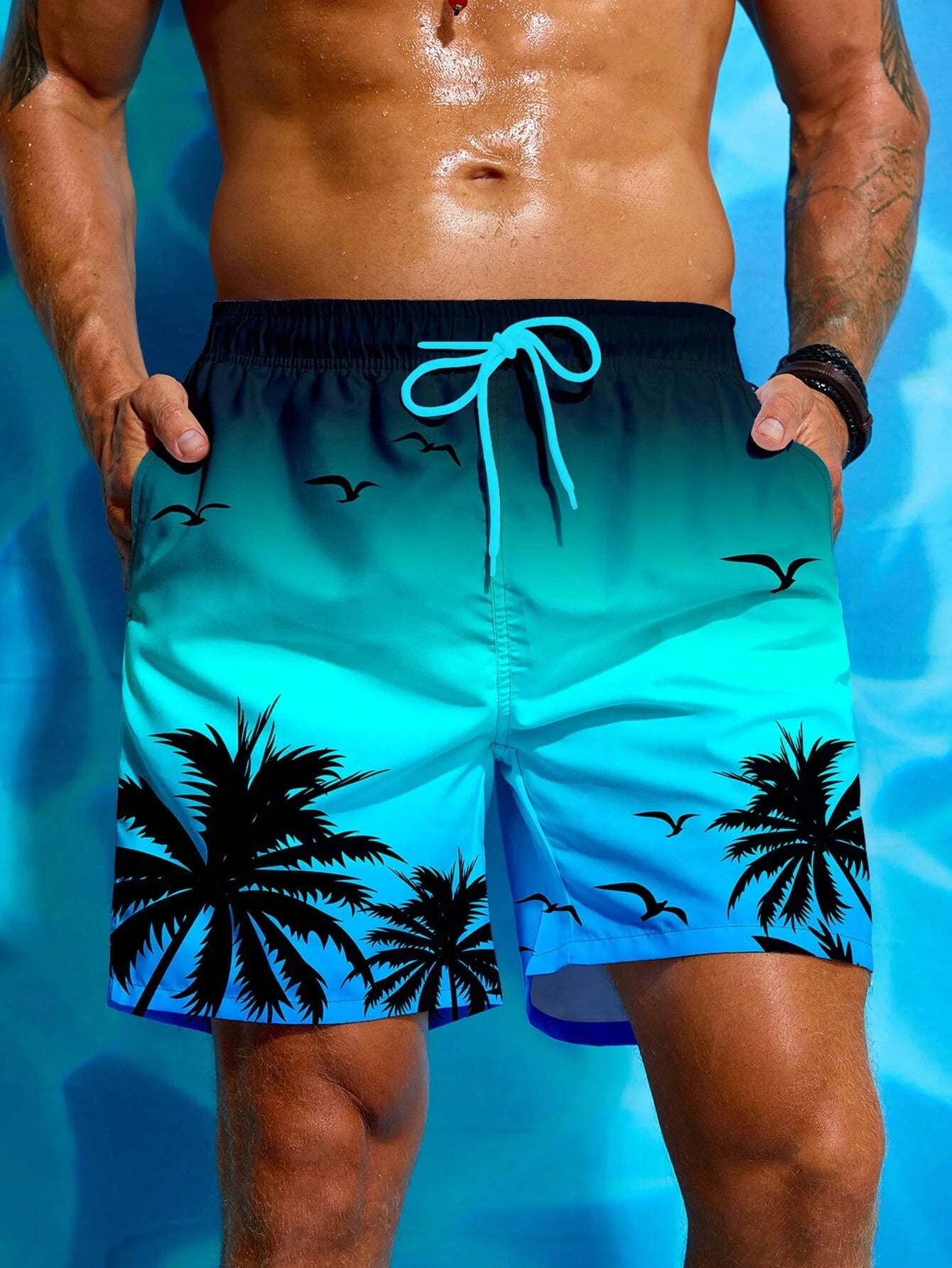 Pantaloncini Da Surf Con Coulisse In Vita E Stampa Di Palme Per Uomo Estate Traspiranti Pantaloncini Da Bagno Stampa 3D
