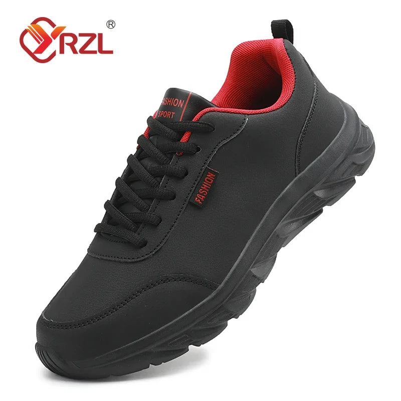 Scarpe da Corsa Uomo Impermeabili in Pelle Sneakers Sportive da Esterno Leggere per Passeggiata e Running