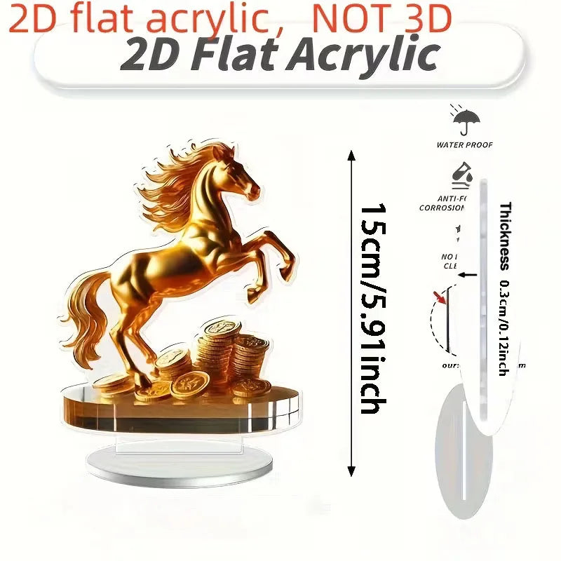 Statua In Acrilico Con Cavallo Motivo Bohémien Decorazione Da Tavolo Simbolo Ricchezza Prosperità Regalo Capodanno 2D